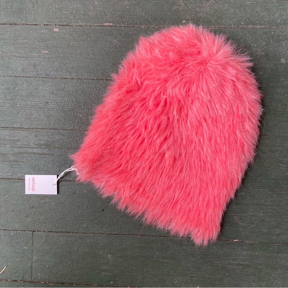 Verloop Fuzzy Faux Fur Beanie - Melon Pink - Picture 4 of 12